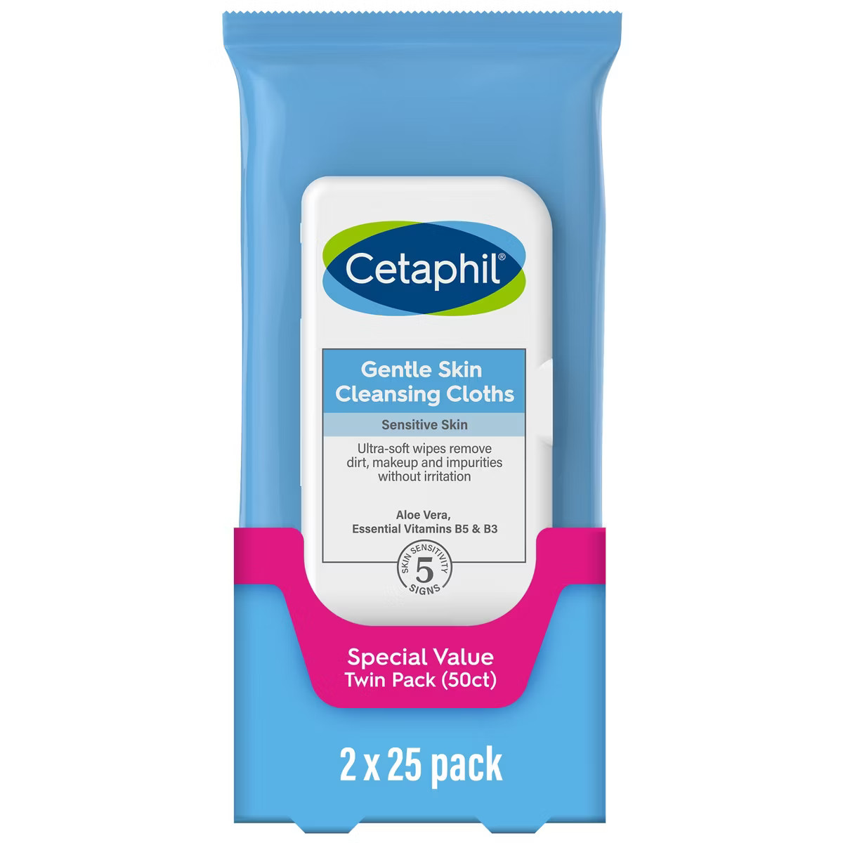 Cetaphil Gentle Skin Cleansing Face Wipes Cloths - Unscented - 2pk/50ct | Target