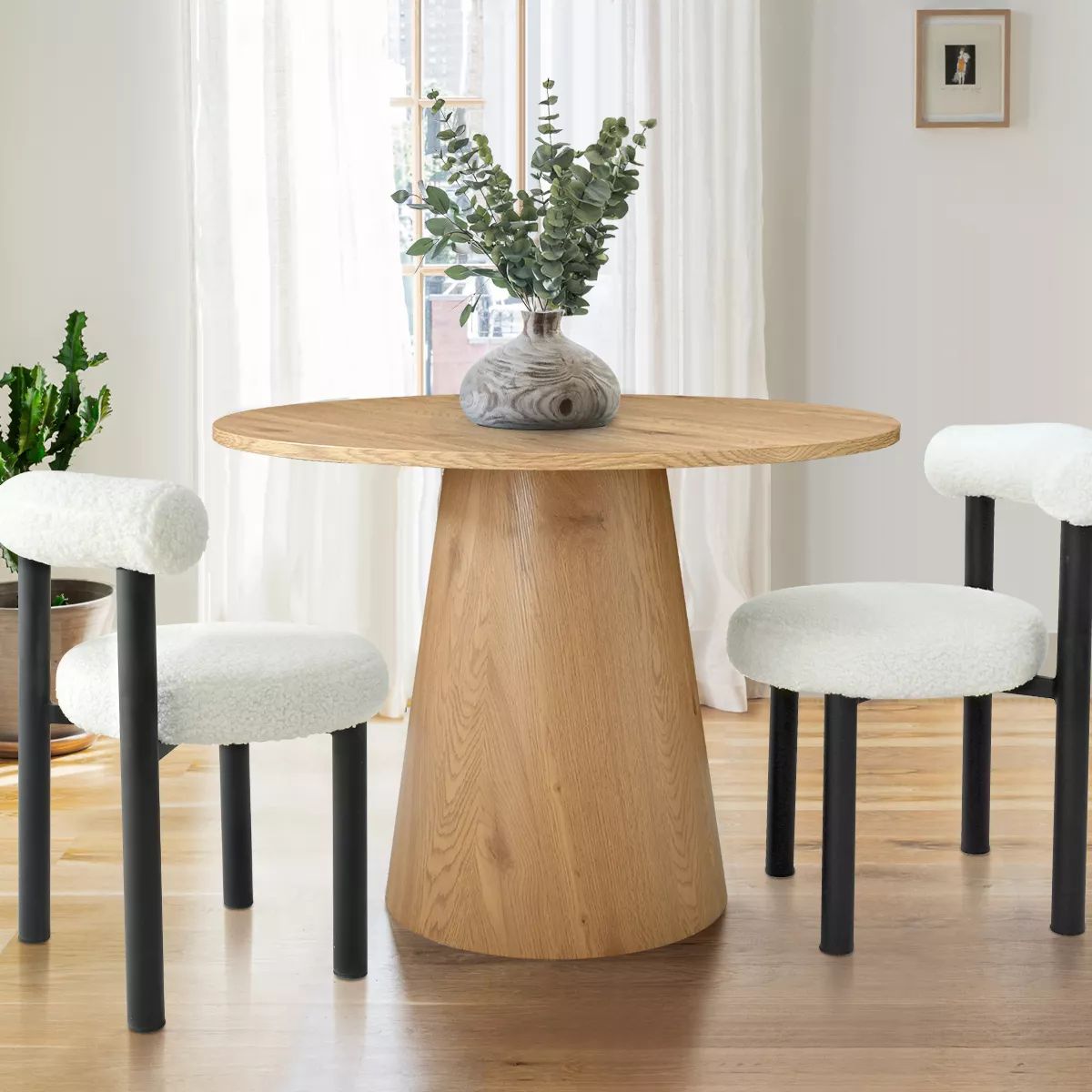 Dwen 35'' Manufactured Wood Foild with Grain Paper Round Top Pedestal Dining Table-The Pop Maison | Target