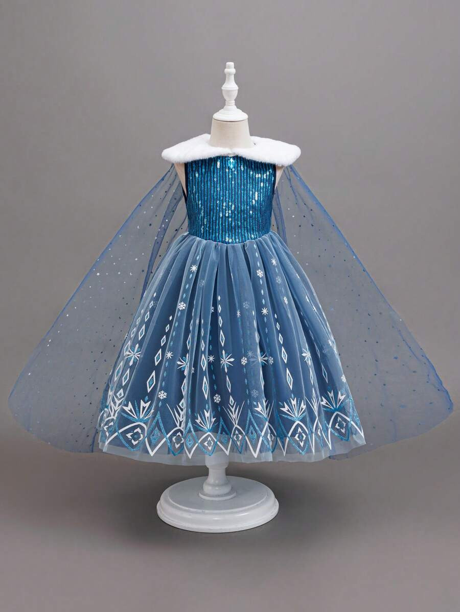 Glamorique Kids Girl's Princess Dress, Blue Princess Dress, Christmas Children's Dress, Party New... | SHEIN