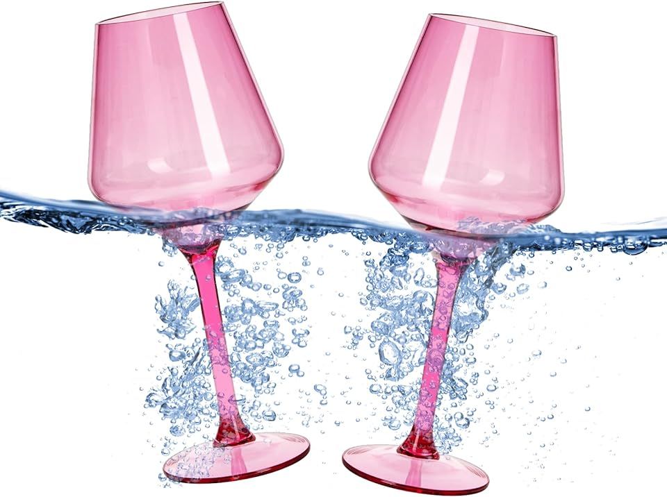 Floating Wine Glasses for Pool | 2 Set | Shatterproof Tritan Acrylic Glass Drinkware, Unbreakable... | Amazon (US)