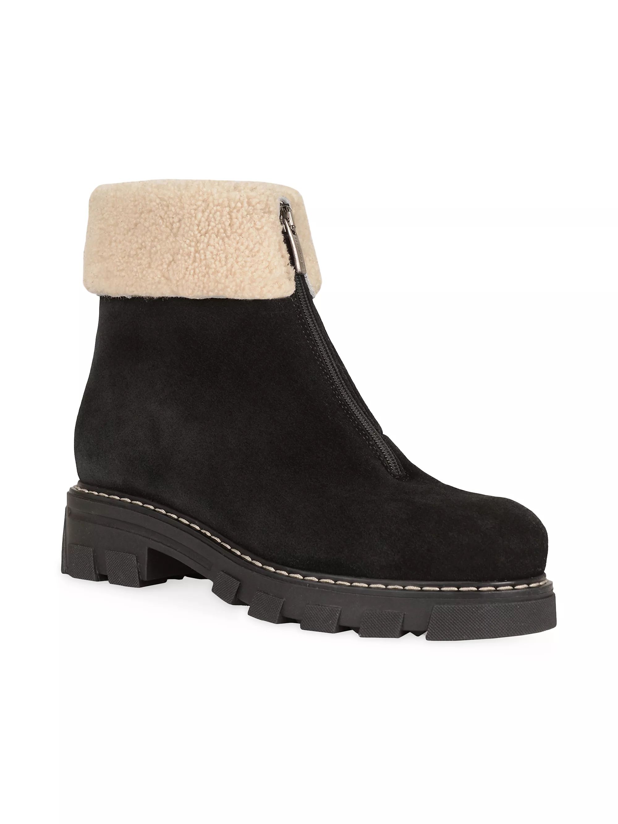 Abba 38MM Suede & Shearling Lug-Sole Boots | Saks Fifth Avenue
