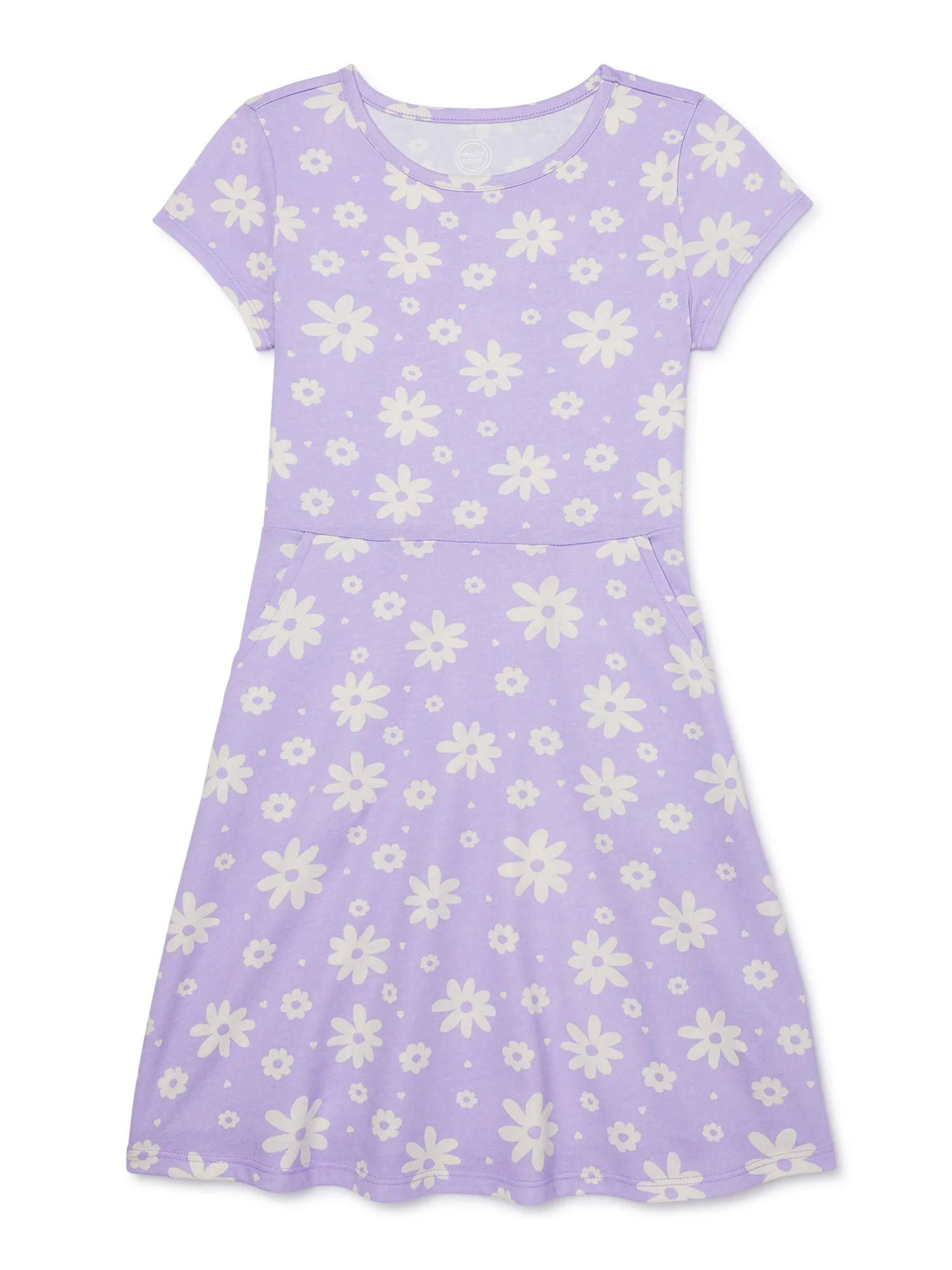 Wonder Nation Girls Short Sleeve Play Dress, Size 4-18 & Plus | Walmart (US)