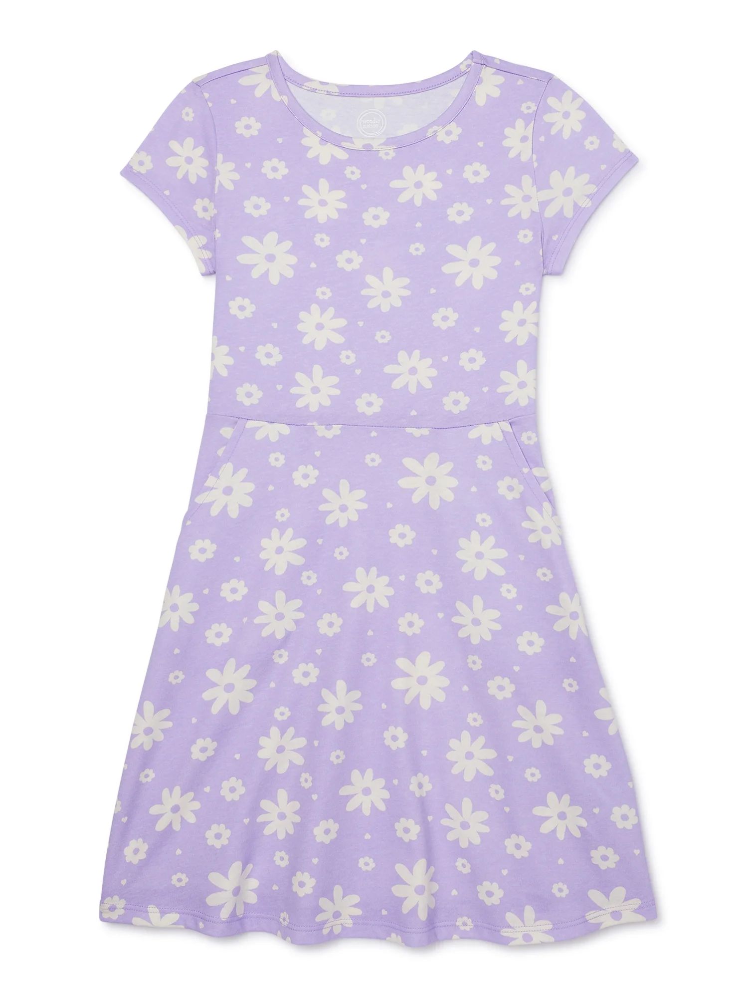Wonder Nation Girls Short Sleeve Play Dress, Size 4-18 & Plus | Walmart (US)