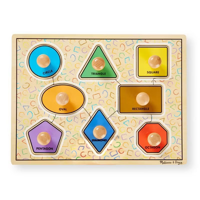 Melissa & Doug Deluxe Jumbo Knob Wooden Puzzle - Geometric Shapes (8pc) | Target