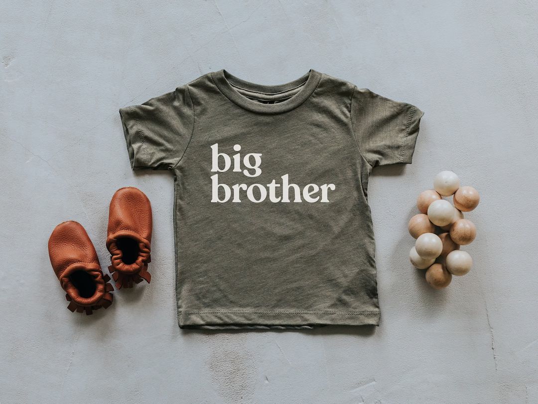 Big Brother Olive Green Baby & Kids T-shirt Unique Trendy Graphic Tee for Brothers Super Soft Mat... | Etsy (US)