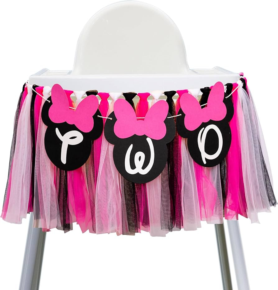 Mouse 2nd Birthday High Chair Banner - Second Birthday Party Decorations Banner, Cartoon Mouse Th... | Amazon (US)