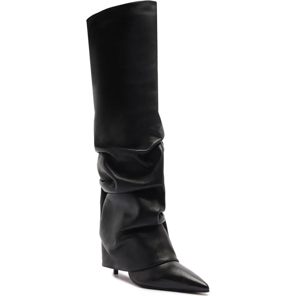 Schutz Mikki Up Cloak Pointed Toe Knee High Boot in Black at Nordstrom, Size 8.5 | Nordstrom