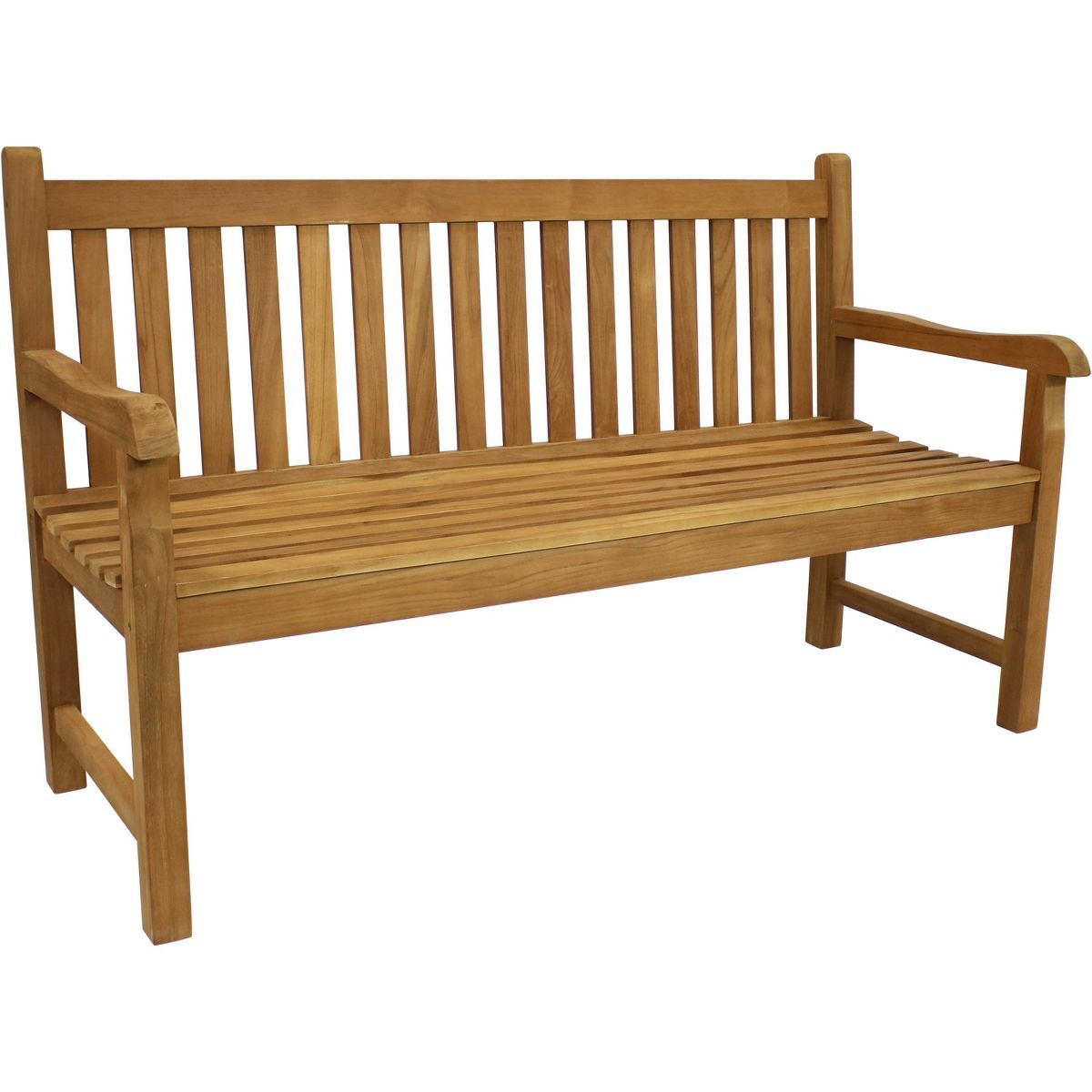 Sunnydaze Outdoor Solid Teak Wood with Light Stained Finish Patio Garden Bench Seat - 60" - Light... | Target