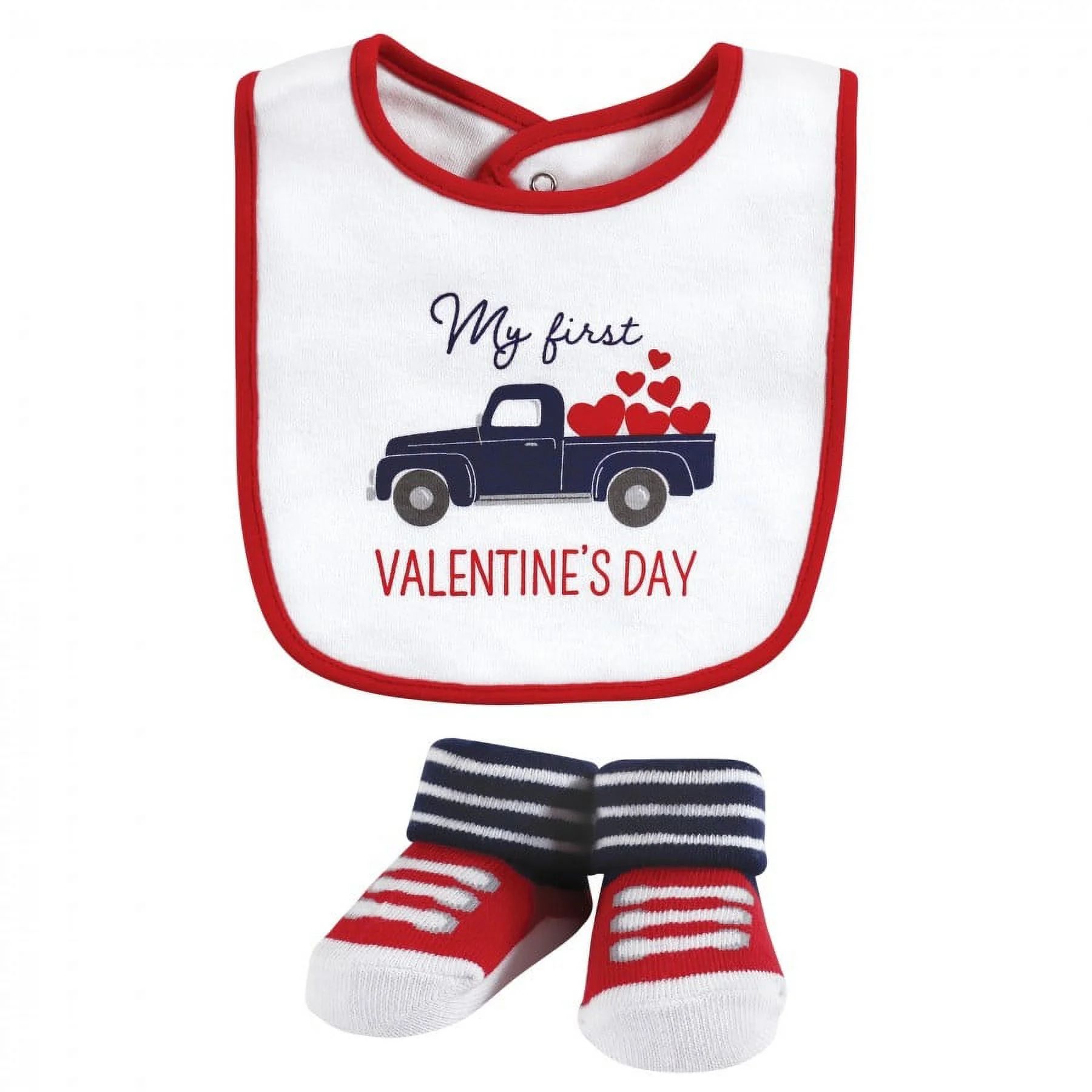 Hudson Baby Infant Boy Cotton Bib and Sock Set, Valentine Truck, One Size | Walmart (US)