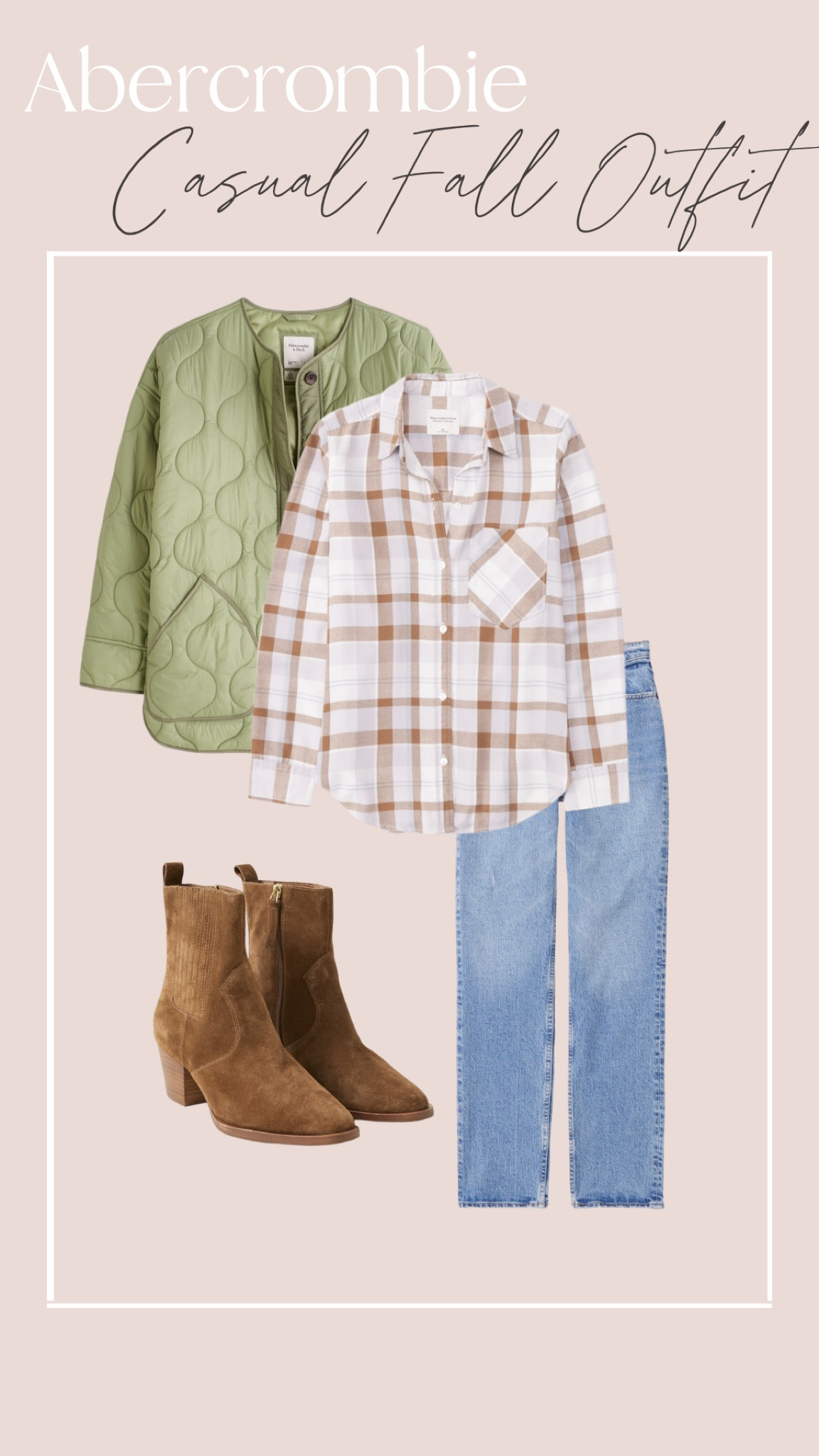 Fall casual outfit 

Quilted green jacket
Plaid flannel
Ultra high rise 90’s denim 
Fall bootie 

#LTKsalealert #LTKSeasonal #LTKstyletip
