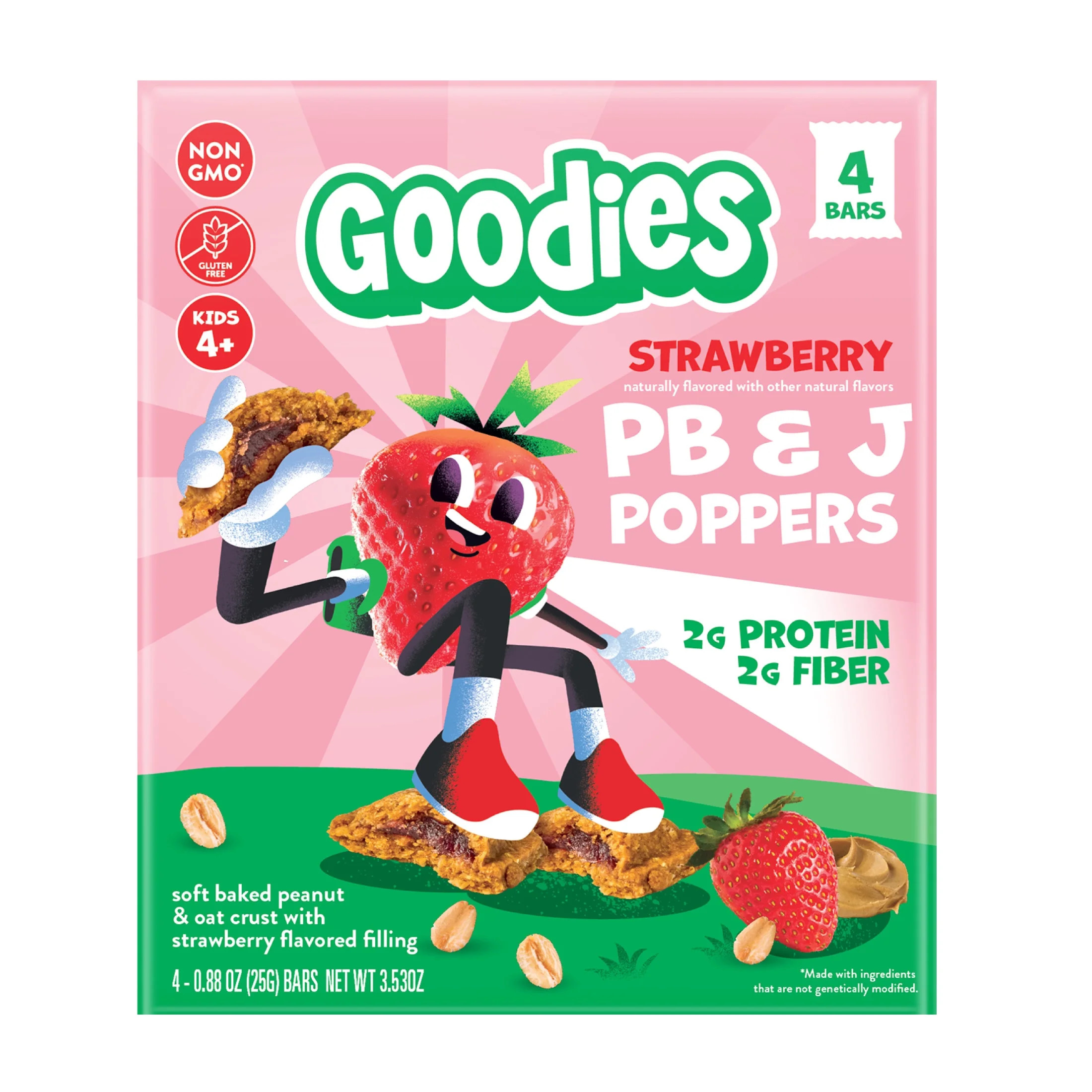 Goodies Strawberry PB&J Poppers Kids' Snack Bars with Peanut & Oat Crust, 4 Count | Walmart (US)
