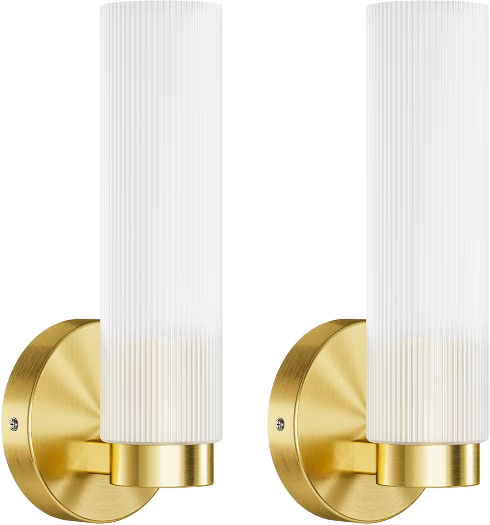 TETOTE Brushed Gold Wall Sconces Set of Two Modern Bathroom Wall Light Fixtures Farmhouse Wall Li... | Amazon (US)