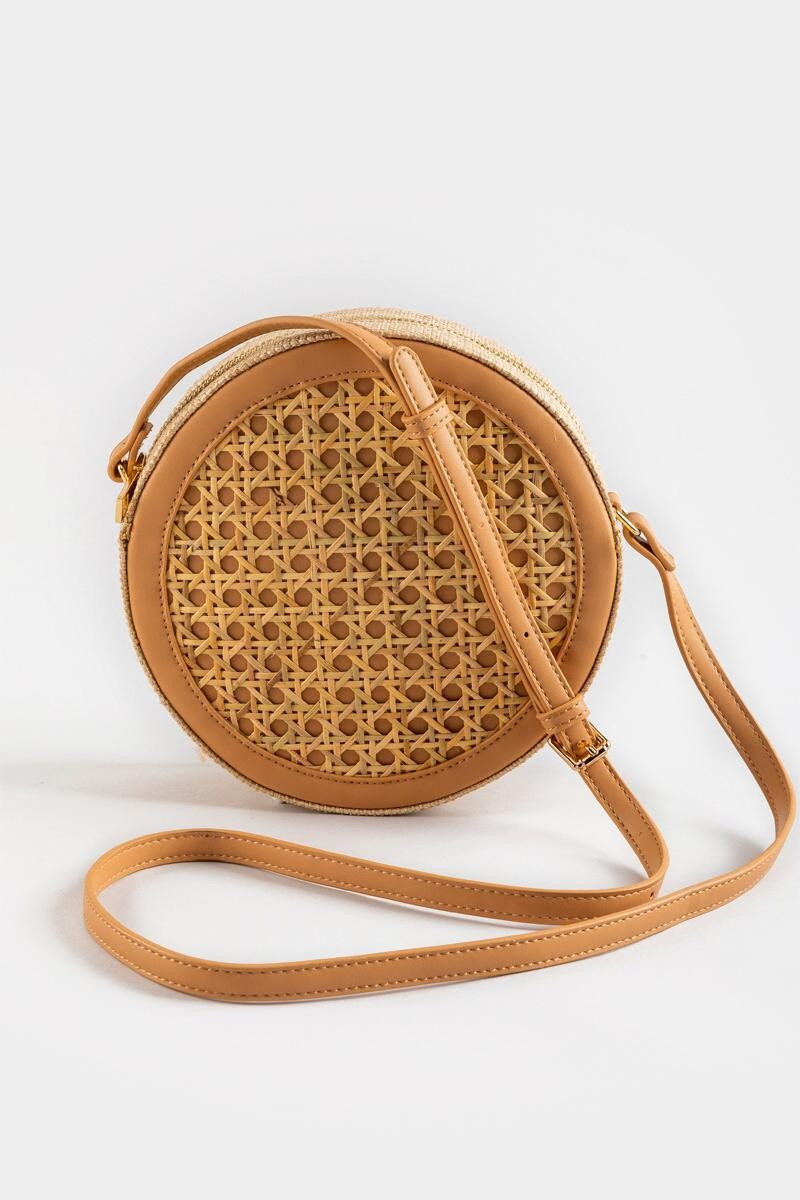 Ezra Round Rattan Crossbody | Francesca’s Collections