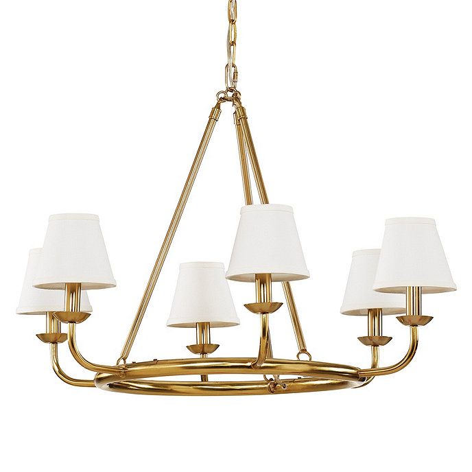 Leigh Antique Brass Chandelier With Linen Shades | Ballard Designs, Inc.