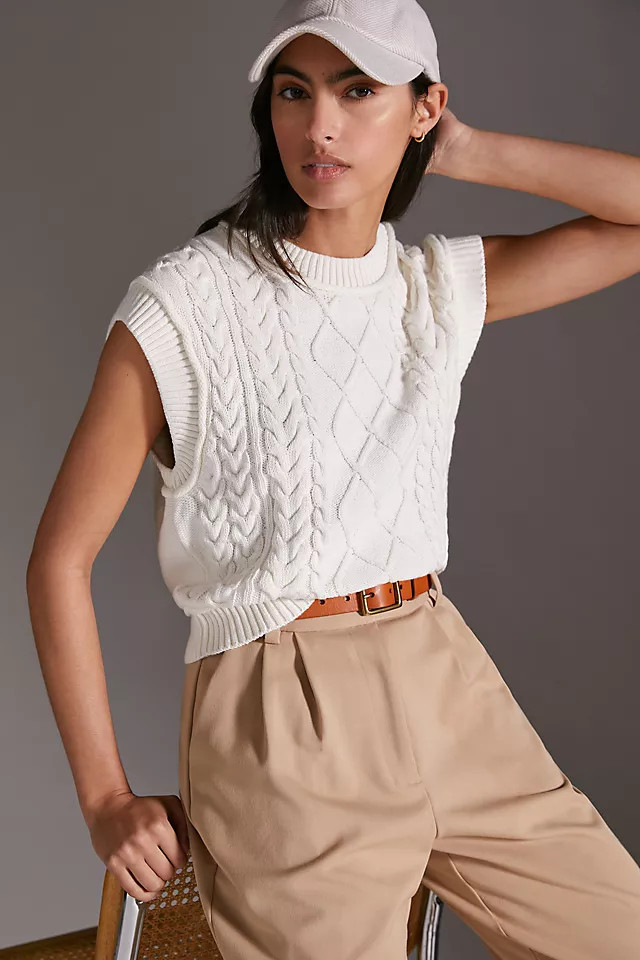Maeve Cable Knit Vest | Anthropologie (US)