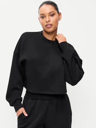 Bounce Fleece Crew-Neck Cropped Sweatshirt | Old Navy (US)