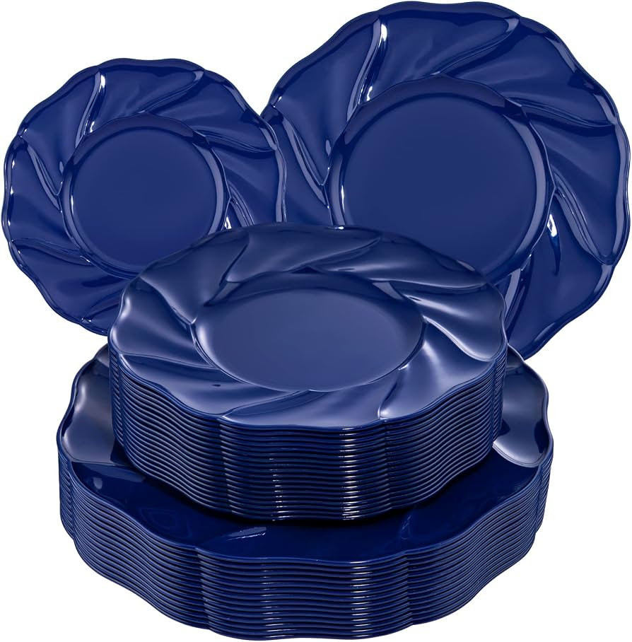 Morejoy 60PCS Blue Hanukkah Plastic Plates - Disposable Blue Party Plate Includes 30PCS Dinner Pl... | Amazon (US)