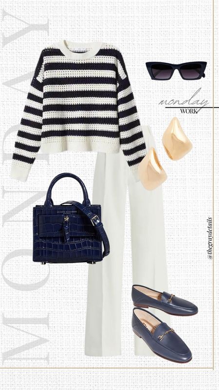 Striped sweater, white trousers, workwear outfit 

#LTKFind #LTKstyletip #LTKworkwear