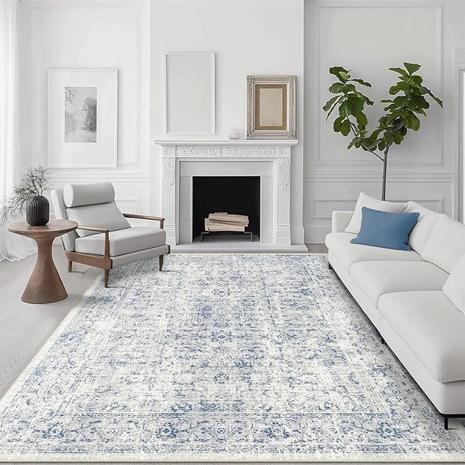 6x9 Area Rug, Ultra-Soft Washable Rug for Living Room, Dinner Room, Bedroom, Non-Slip Vintage Flo... | Amazon (US)
