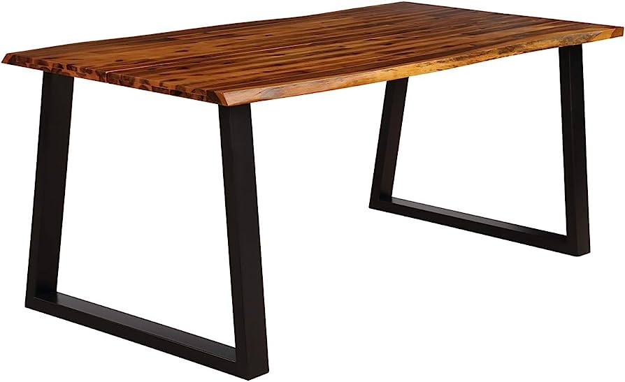 Giantex Rectangular Acacia Wood Dining Table Rustic Indoor &Outdoor Furniture (Rustic Brown&Black... | Amazon (US)