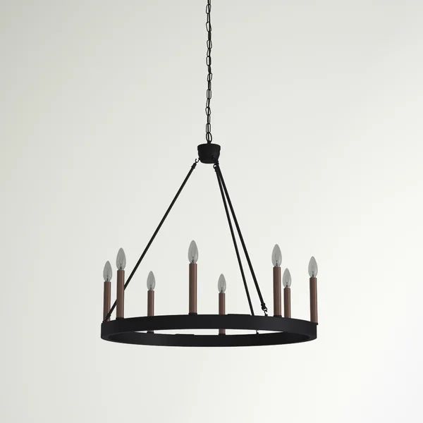 Marsden 8 - Light Candle Style Wagon Wheel Chandelier | Wayfair North America