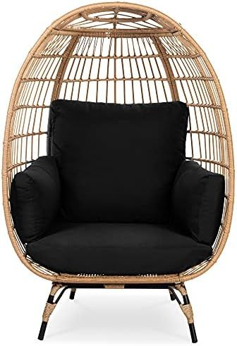 Best Choice Products Wicker Egg Chair, Oversized Indoor Outdoor Lounger for Patio, Backyard, Living  | Amazon (US)