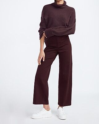 High Waisted Wide Leg Sateen Pant | Express