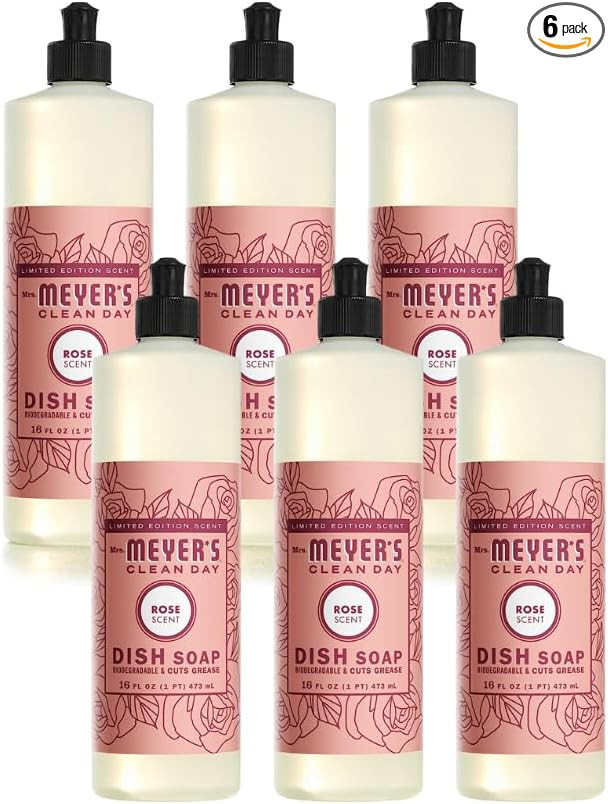 Mrs. Meyer's Liquid Dish Soap Rose Scented, 16 OZ. (Pack of 6) | Amazon (US)