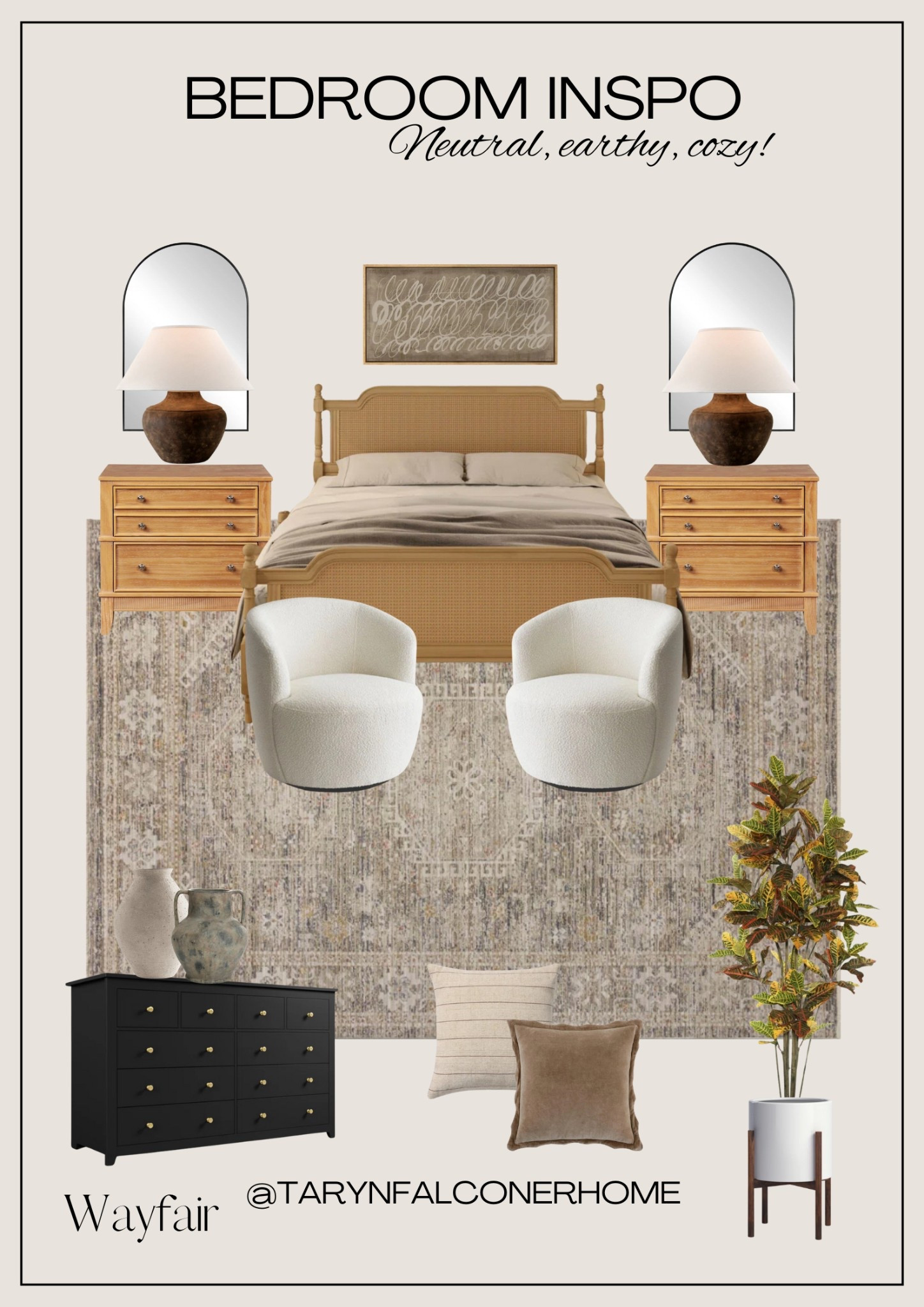 Create a cozy bedroom space with these neutral, earthy and cozy pieces!

#neuralhome #bedroom #bedroomfinds #primarybedroom #bed #nightstand #arearug #lamp #mirror #cozyhome #throwpillows #dresser #cozybedroom

#LTKHome