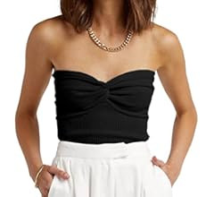 EFAN Womens Tube Tops Summer Twist Knot Front Knit Bandeau Strapless Ribbed Sleeveless Y2K Crop T... | Amazon (US)