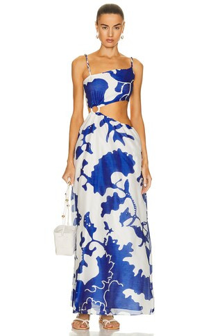 SIR. Vivi Asymmetrical Cut Out Dress in MERCE ABSTRACT PRINT | FWRD | FWRD 