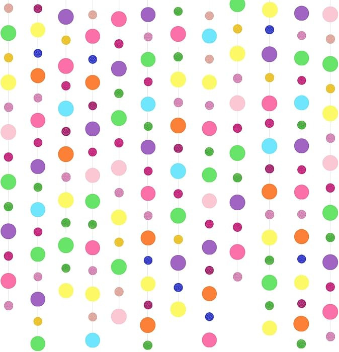 5 Pcs Colorful Circle Garland Paper Hanging Streamers Glitter Round Dots Banner for Birthday Enga... | Amazon (US)