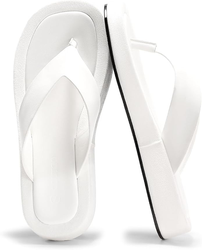 Coutgo Womens Platform Flip Flops Open Square Toe Slide Sandals Summer Beach Vacation Shoes | Amazon (US)