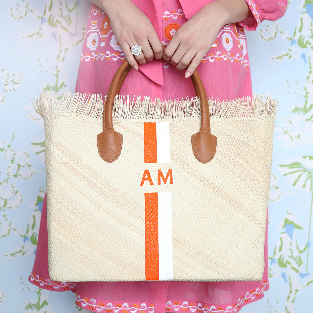 Saddle Cabana Tote w/ Hand Painted Monogram | ASHA by ADM