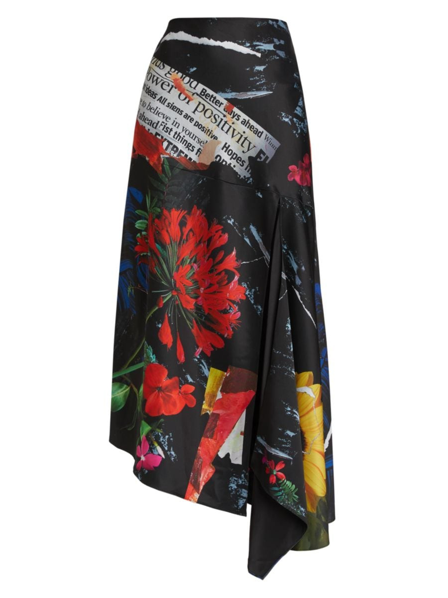 Ayla Printed Satin Midi-Skirt | Saks Fifth Avenue