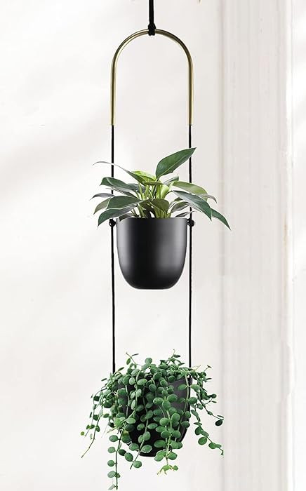 Modern Metal Hanging Planter for Indoor Outdoor Plants with Hook 2 Tier Boho Wall and Ceiling Flo... | Amazon (US)