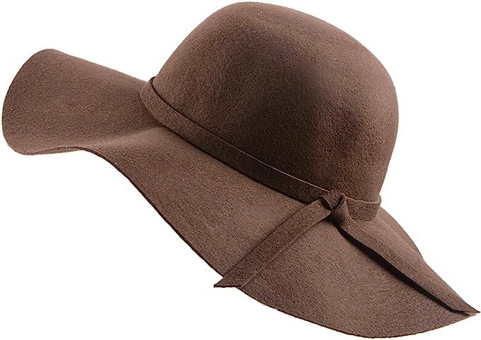Urban CoCo Women's Foldable Wide Brim Felt Bowler Fedora Floopy Wool Hat | Amazon (US)