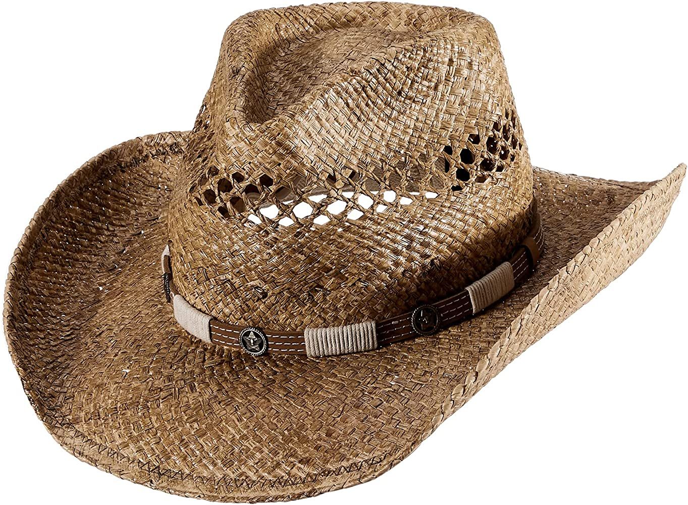 Straw Cowboy Hat Western Hats for Women Cowgirl Sun Beach Hat Summer Outback Shapeable Wide Brim | Amazon (US)