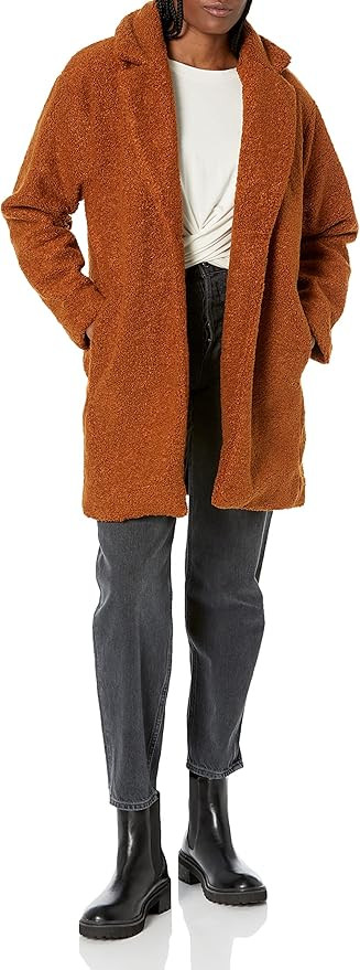 Amazon Essentials Women's Teddy Bear Fleece Oversized-Fit Lapel Jacket (Previously Daily Ritual) | Amazon (US)