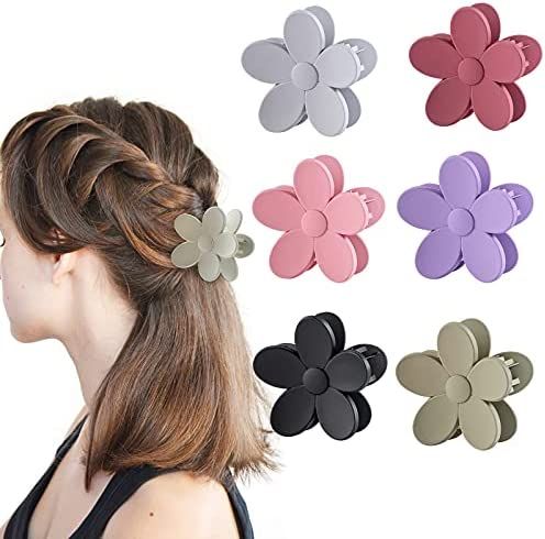 6 PCS Flower Hair Clip, TEKI Large Hair Clips Non-slip Matte Flower Shaped Jaw Hair Claw Clips Hair  | Amazon (US)