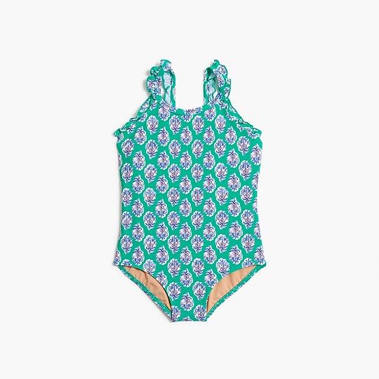 Girls' printed ruffle-strap one-piece swimsuit | J.Crew Factory