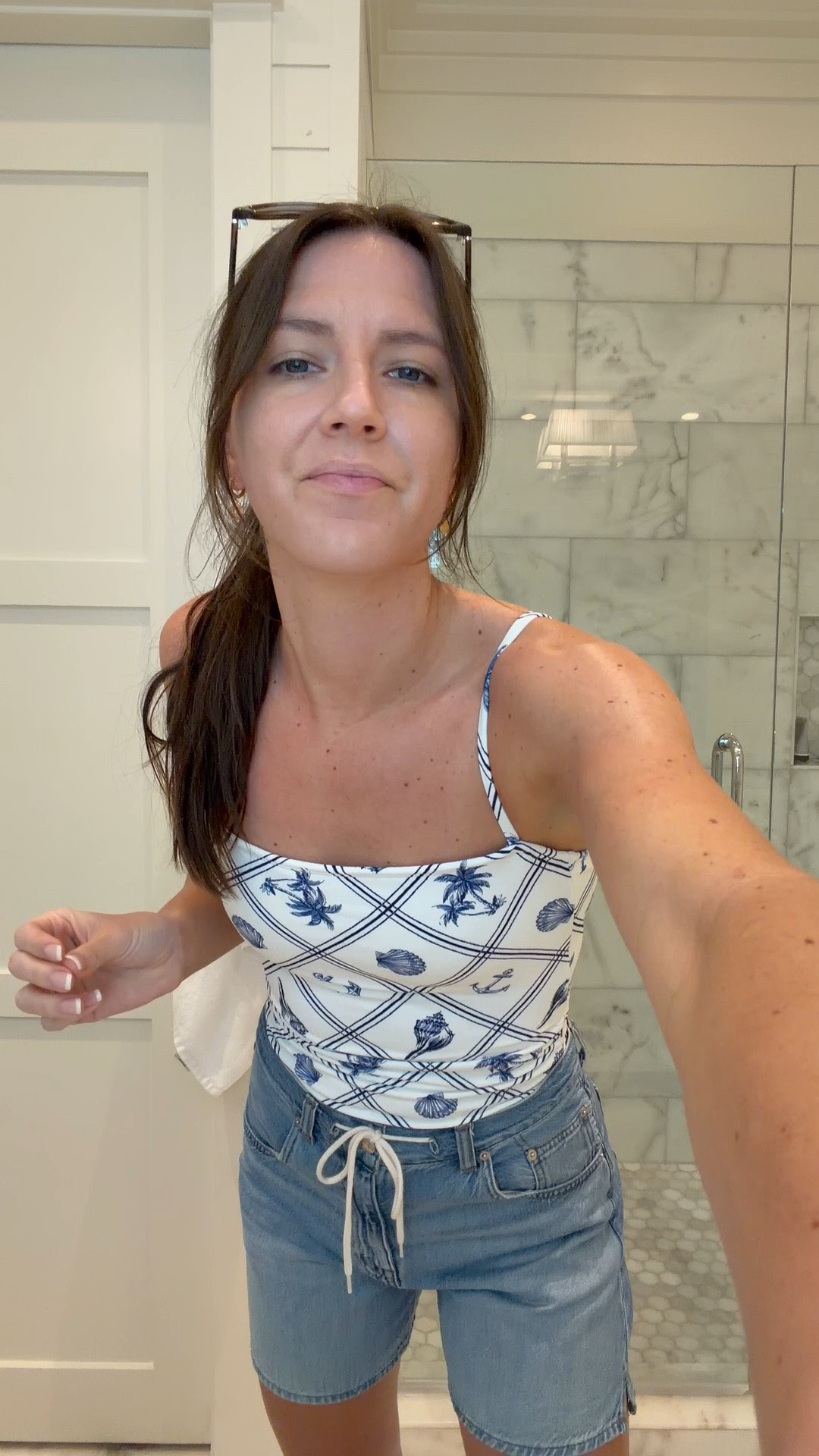 This Target swimsuit is SO good! Wearing a medium long torso option. Size up. 