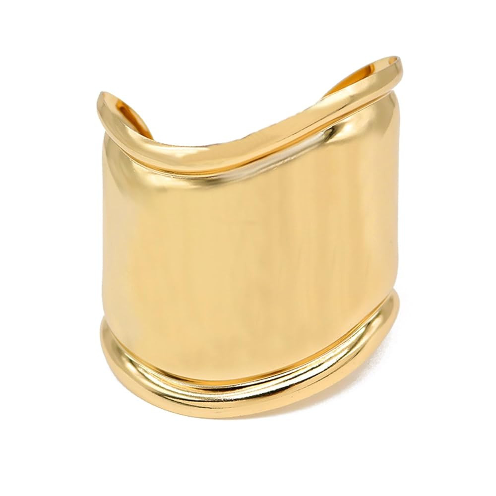 ABJFJE Fashion Exaggerated Wide Grooved Brushed Cuff Hinged Bangle Bracelets Smooth Punk Statemen... | Amazon (US)