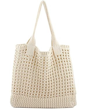 ENBEI Women's Beach Tote Bag, Crochet Knit Hollow Design, Stylish Tote for Beach,Travel and Every... | Amazon (US)