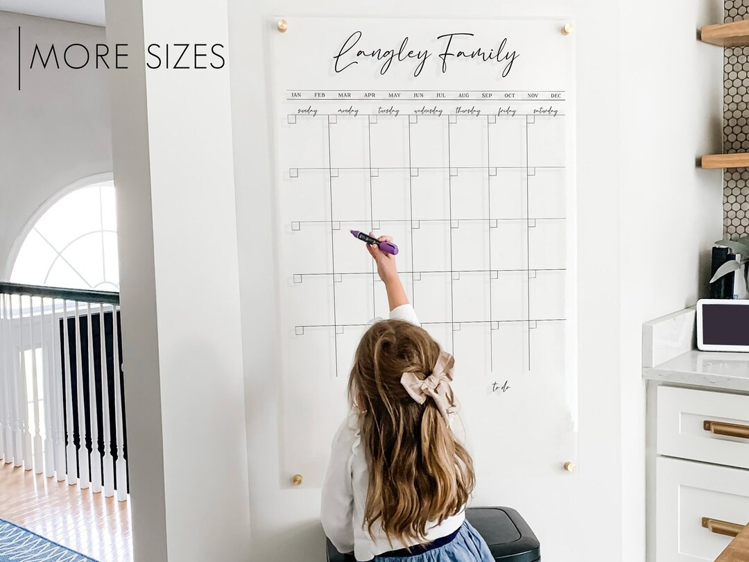 Vertical Acrylic Calendar For Wall, Clear Dry Erase Board, 2022 Modern Office Calendar, Minimalis... | Etsy (US)