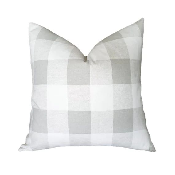 Grey Buffalo Check Pillow | Farmhouse Pillows | Throw Pillow Cover | Plaid Pillow Cover | Buffalo... | Etsy (CAD)