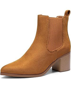 DREAM PAIRS Women's Retro Elastic Chelsea Ankle Boots Fashion Low Chunky Block Heel Pointed Toe F... | Amazon (US)