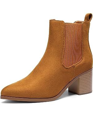 DREAM PAIRS Women's Retro Elastic Chelsea Ankle Boots Fashion Low Chunky Block Heel Pointed Toe F... | Amazon (US)