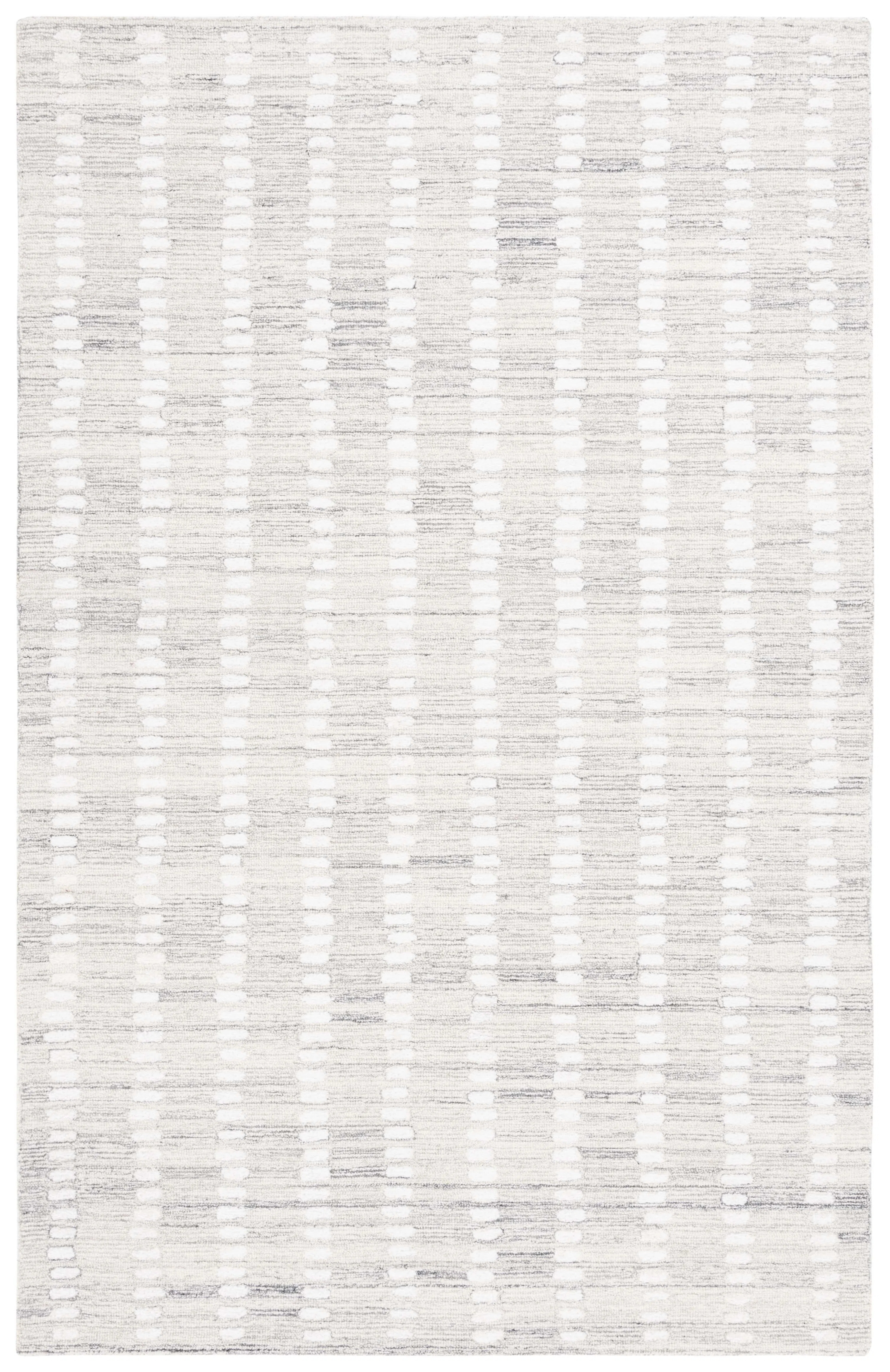 Valirie Abstract Hand Tufted Wool/Chenil/Cotton Abstract Rug in Silver/Ivory | Wayfair North America