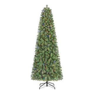 Home Accents Holiday 7.5 ft. Pre-Lit LED Festive Pine Slim Artificial Christmas Tree 23HD40006 - ... | The Home Depot